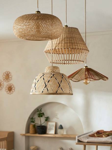 Kap voor tweekleurige bamboe hanglamp beige - vertbaudet enfant 
