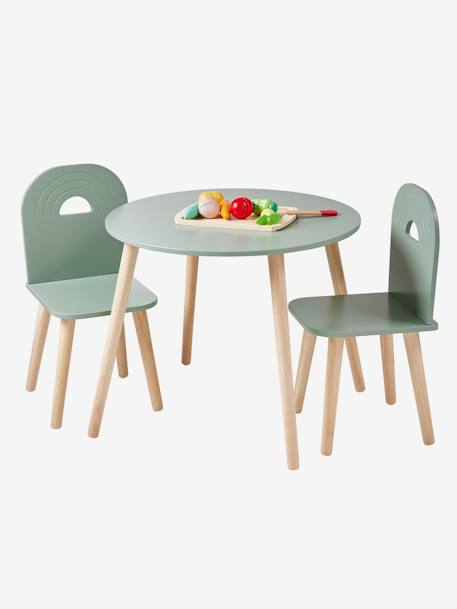 Ensemble de chaises et table en bois ligne ARC-EN-CIEL vert sauge - vertbaudet enfant 