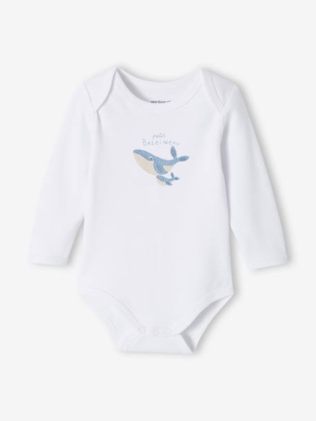 Lot de 5 bodies manches longues bébé emmanchure US en coton Bio bleu nuit - vertbaudet enfant 