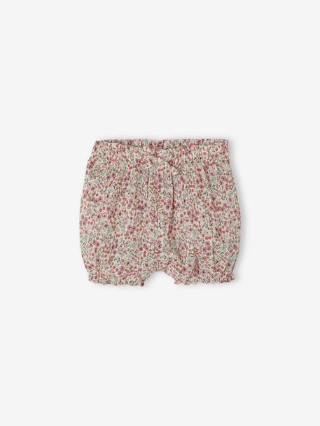Ensemble T-shirt avec col et short fleuri naissance écru - vertbaudet enfant 