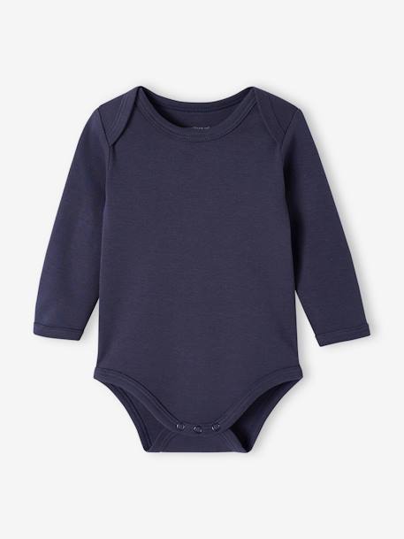 Lot de 5 bodies manches longues bébé emmanchure US en coton Bio bleu nuit - vertbaudet enfant 