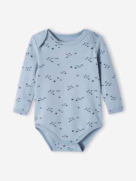 Lot de 5 bodies manches longues bébé emmanchure US en coton Bio bleu nuit - vertbaudet enfant 