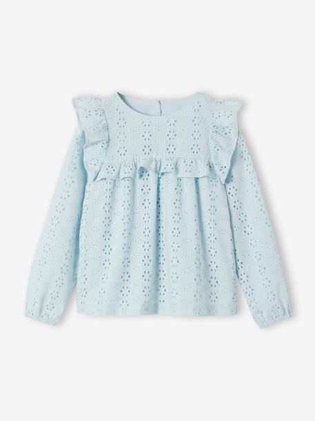 Fille-Chemise, blouse, tunique-Blouse à volants en broderie anglaise fille