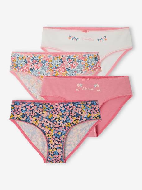 Lot de 4 culottes magnolia fille en coton bio pivoine - vertbaudet enfant 