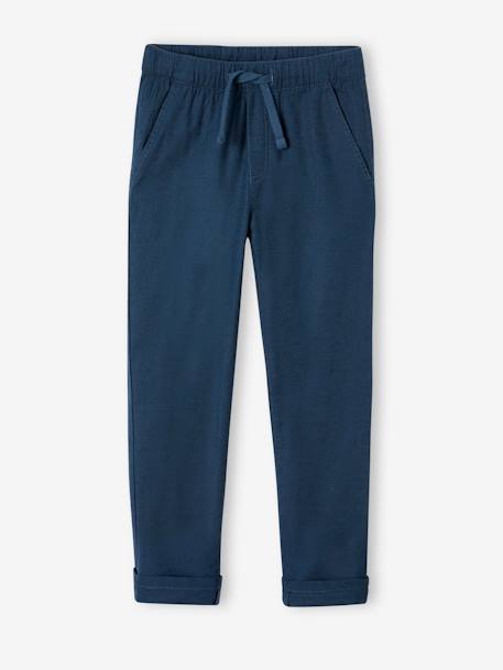 Lichte jongensbroek katoen/linnen gemêleerd beige+nachtblauw+saliegroen - vertbaudet enfant 