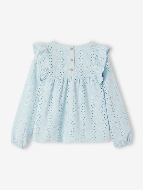 Blouse à volants en broderie anglaise fille bleu ciel - vertbaudet enfant 