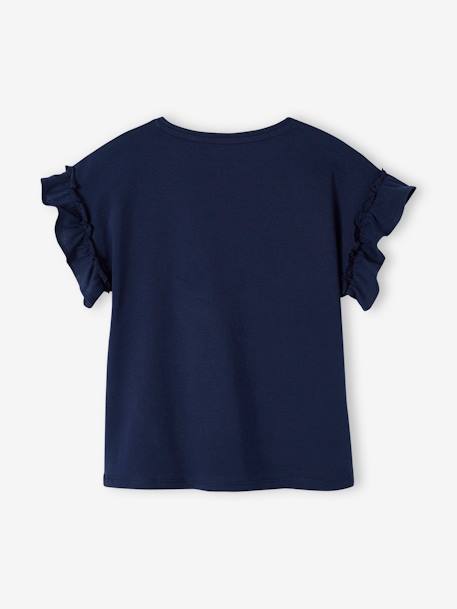 T-shirt fille motif fantaisie manches courtes volantées anthracite+jaune pâle+marine+rose pâle - vertbaudet enfant 
