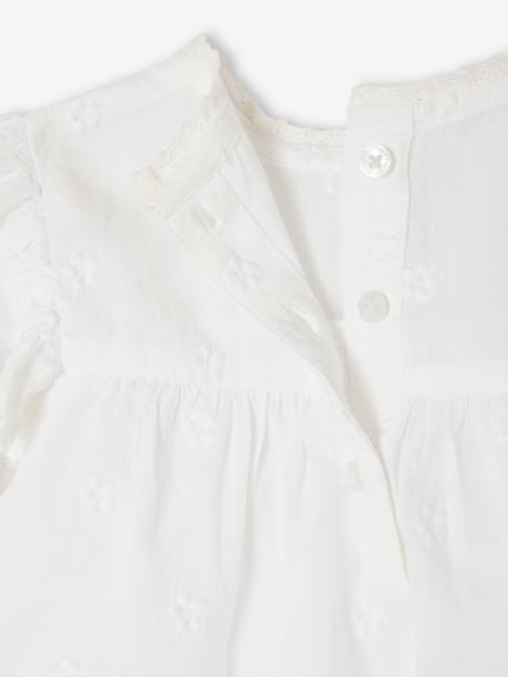 Blouse cérémonie brodée naissance manches longues blanc - vertbaudet enfant 