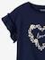 T-shirt fille motif fantaisie manches courtes volantées anthracite+jaune pâle+marine+rose pâle - vertbaudet enfant 