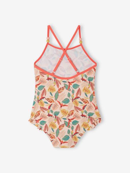 Maillot de bain fille 1 pièce beige+rose pâle - vertbaudet enfant 
