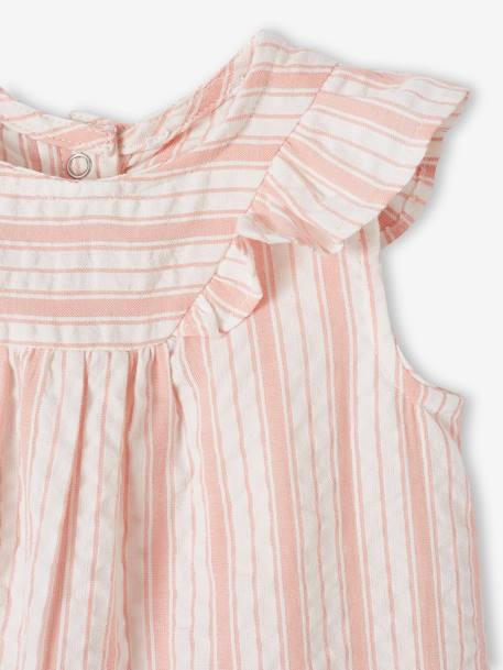 Gestreepte jurk in seersucker geboorte rozen - vertbaudet enfant 