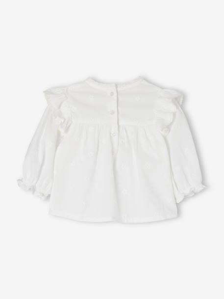 Blouse cérémonie brodée naissance manches longues blanc - vertbaudet enfant 