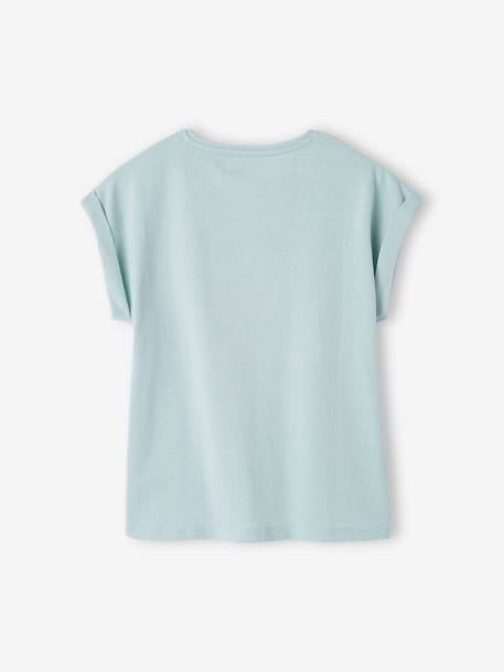 Meisjesshirt met bloemenmotief hemelsblauw - vertbaudet enfant 