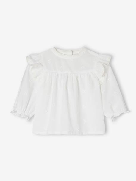 Blouse cérémonie brodée naissance manches longues blanc - vertbaudet enfant 