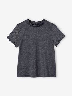 Meisje-T-shirt, souspull-T-shirt-Meisjes-T-shirt met glanzende strepen
