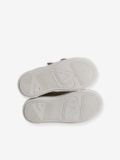 Leren sneakers met klittenband, kleutercollectie meisjes bordeauxrood+goud - vertbaudet enfant 