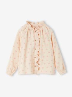 Personaliseerbare overhemd met ruches van katoengaas voor meisjes met bloemenprint  - vertbaudet enfant