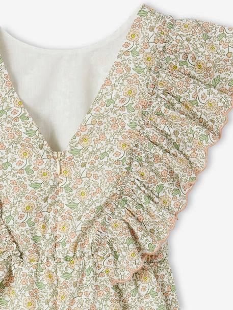 VERTBAUDET Combi-Short Imprimé Fleurs Fille Vanille 14 Ans
