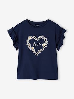 -T-shirt fille motif fantaisie manches courtes volantées