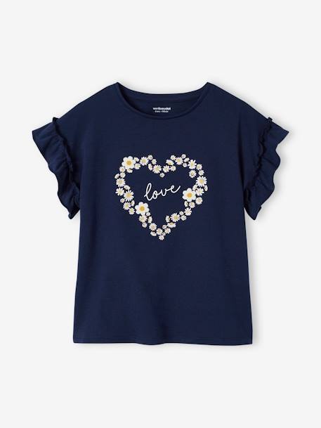 Fille-T-shirt fille motif fantaisie manches courtes volantées