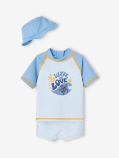 Baby-Badpak, strandaccessoires-Zwemset met UV-bescherming voor jongensbaby T-shirt + boxershort + hoedje