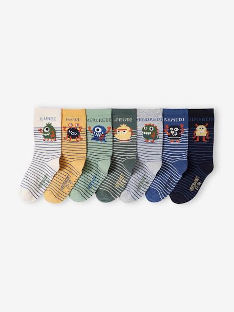 Lot de 7 paires de chaussettes semainier garçon monstres vert - vertbaudet enfant 