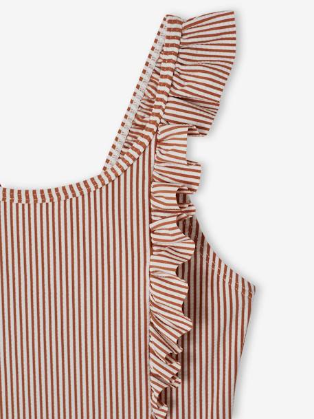 Maillot de bain rayé 1 pièce fille terracotta - vertbaudet enfant 
