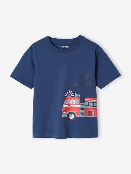 Lot pyjama + pyjashort garçon pompiers bleu océan - vertbaudet enfant 