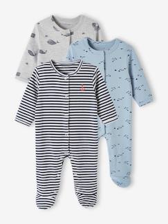 Baby-Pyjama,  overpyjama-Set met 3 slaappakjes van interlock baby opening voorkant