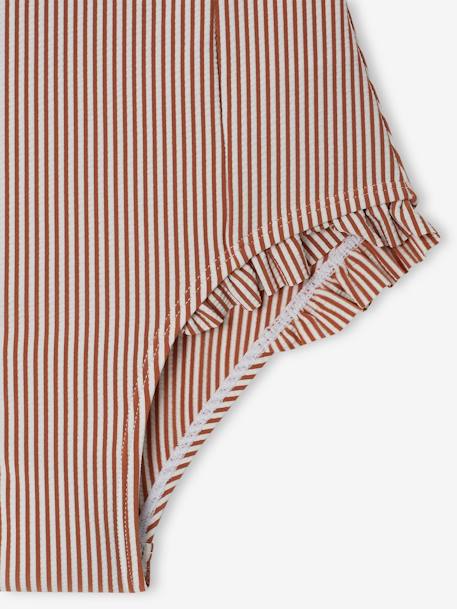 Maillot de bain rayé 1 pièce fille terracotta - vertbaudet enfant 