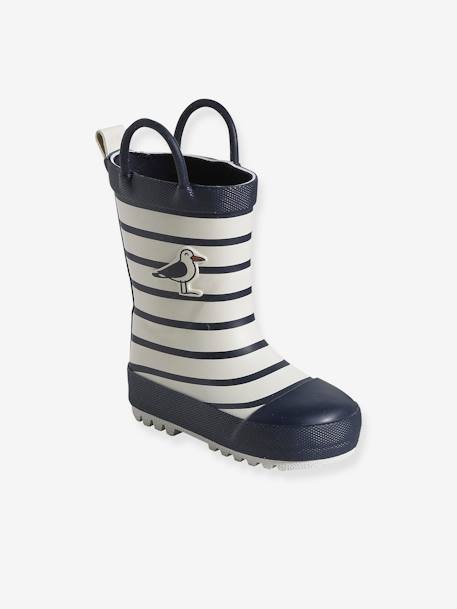Bottes de pluie bébé détails ludiques rayé marine - vertbaudet enfant 