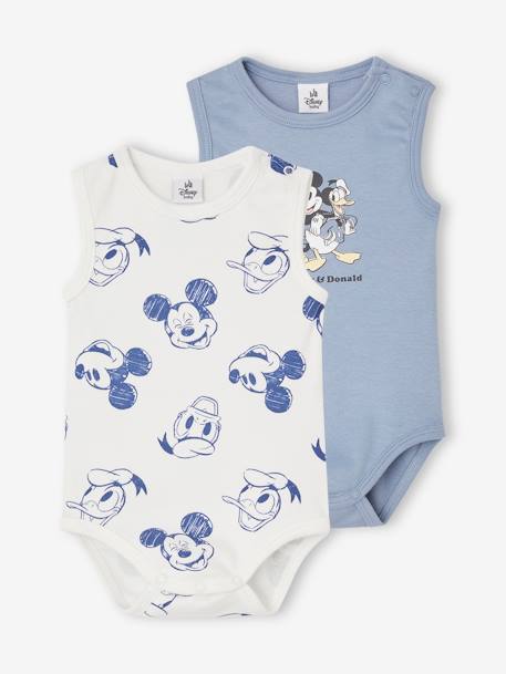 Set van 2 mouwloze rompertjes Disney® Mickey en Donald hemelsblauw - vertbaudet enfant 