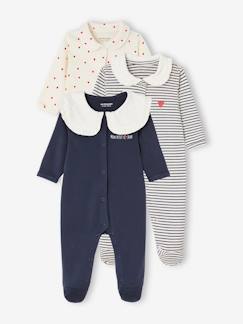 Baby-Pyjama,  overpyjama-Set van 3 slaappakjes "hartjes" baby van interlock