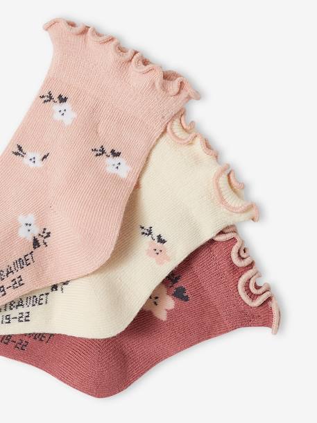 Lot de 3 paires de chaussettes 'fleurs' bébé fille rose poudré - vertbaudet enfant 