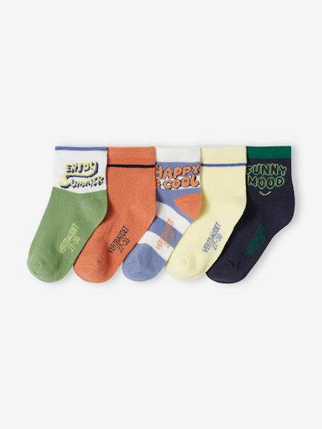 Lot de 5 paires de chaussettes garçon bleu nuit - vertbaudet enfant 
