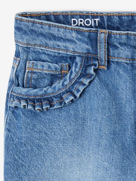 Jean fille droit MorphologiK tour de hanches large bleu foncé+denim bleached+stone - vertbaudet enfant 