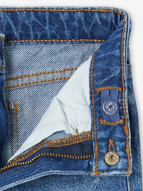 Jean fille droit MorphologiK tour de hanches Fin bleu foncé+denim bleached+stone - vertbaudet enfant 