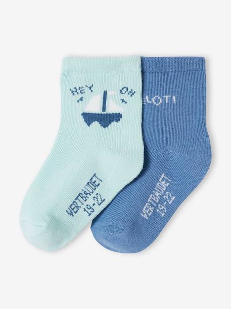 Set van 2 paar ''matroos'' sokjes voor jongensbaby's blauw - vertbaudet enfant 
