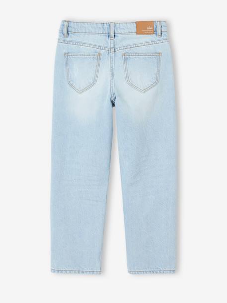 Jean fille droit MorphologiK tour de hanches large bleu foncé+denim bleached+stone - vertbaudet enfant 