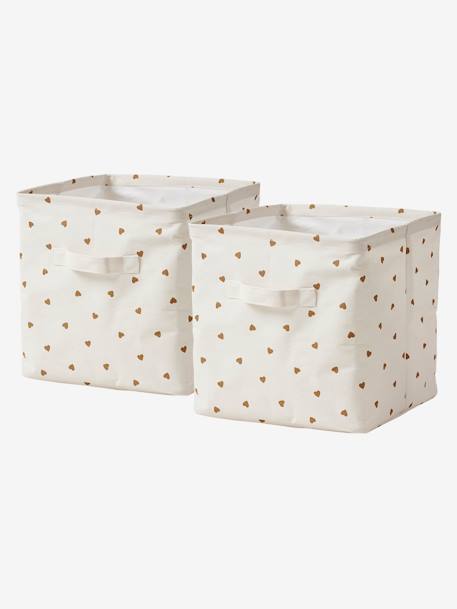 Lot de 2 bacs de rangement blanc imprimé - vertbaudet enfant 