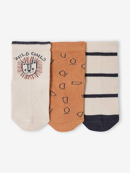Set van 3 paar 'duinen' sokken voor babyjongen zandbeige - vertbaudet enfant 