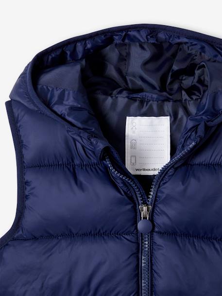 Doudoune garçon sans manches à capuche bleu canard+marine - vertbaudet enfant 