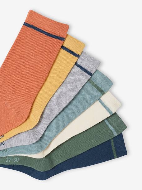 Lot de 7 paires de chaussettes garçon chocolat+gris+gris chiné+vert - vertbaudet enfant 