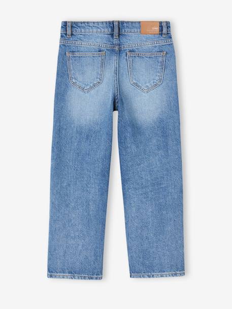 Jean fille droit MorphologiK tour de hanches large bleu foncé+denim bleached+stone - vertbaudet enfant 