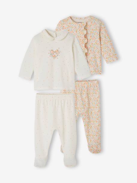 Set van 2 tweedelige babypyjama's van katoenjersey ecru - vertbaudet enfant 