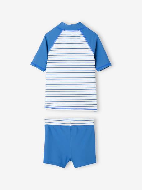 UV-bestendige zwemset met zwemshirt + boxershort voor jongens azuurblauw - vertbaudet enfant 