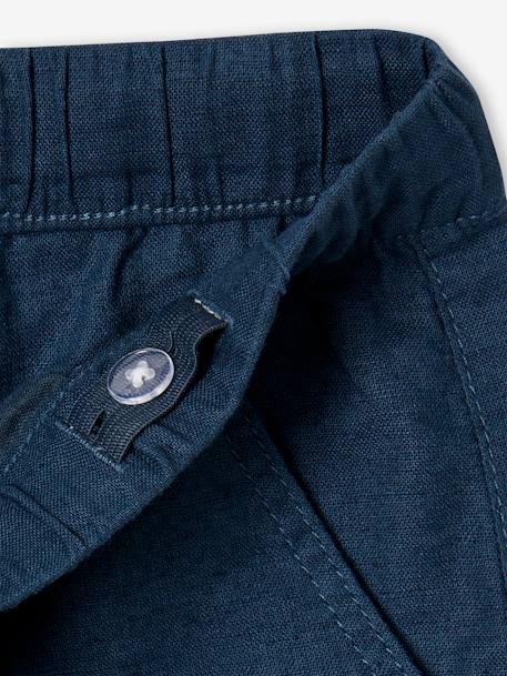 Pantalon garçon coton/lin léger beige chiné+bleu nuit+vert sauge - vertbaudet enfant 