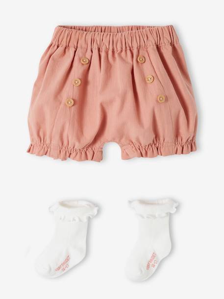 Ensemble cérémonie bloomer et chaussettes naissance rose - vertbaudet enfant 