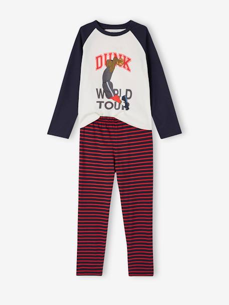 Set pyjama + korte pyjamabroek basketbal jongens marineblauw - vertbaudet enfant 