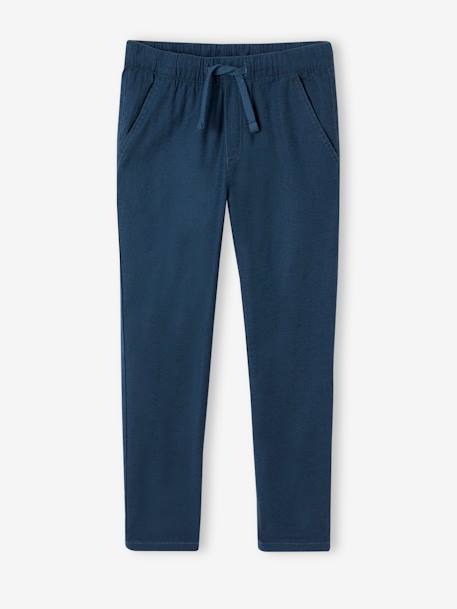 Pantalon garçon coton/lin léger beige chiné+bleu nuit+vert sauge - vertbaudet enfant 